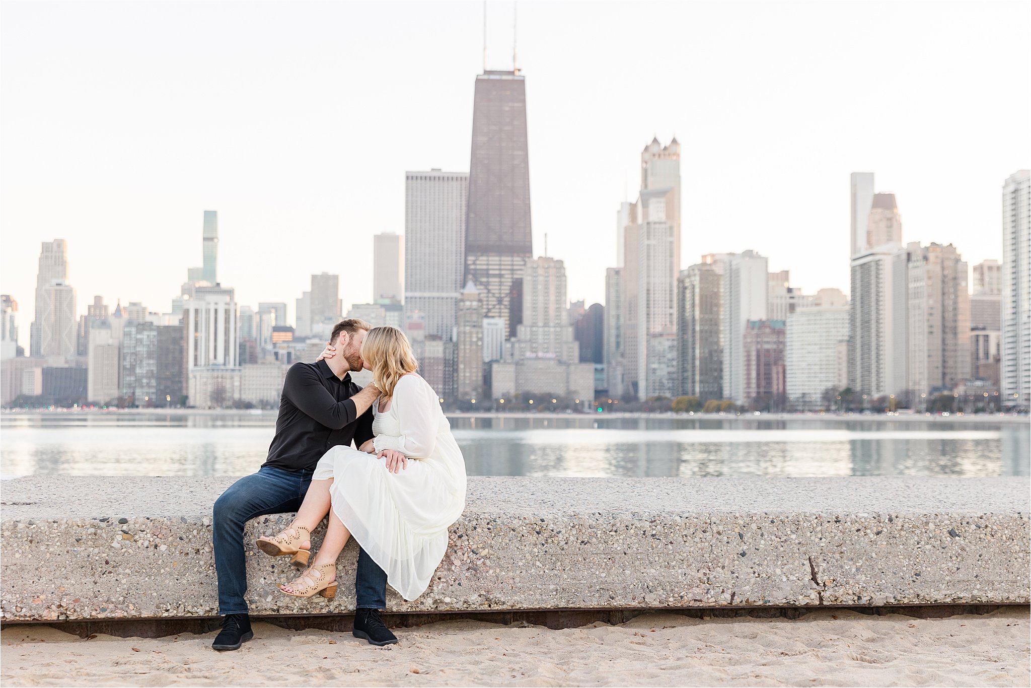 Engagement photos at North Avenue Beach in Chicago by Karen Shoufler