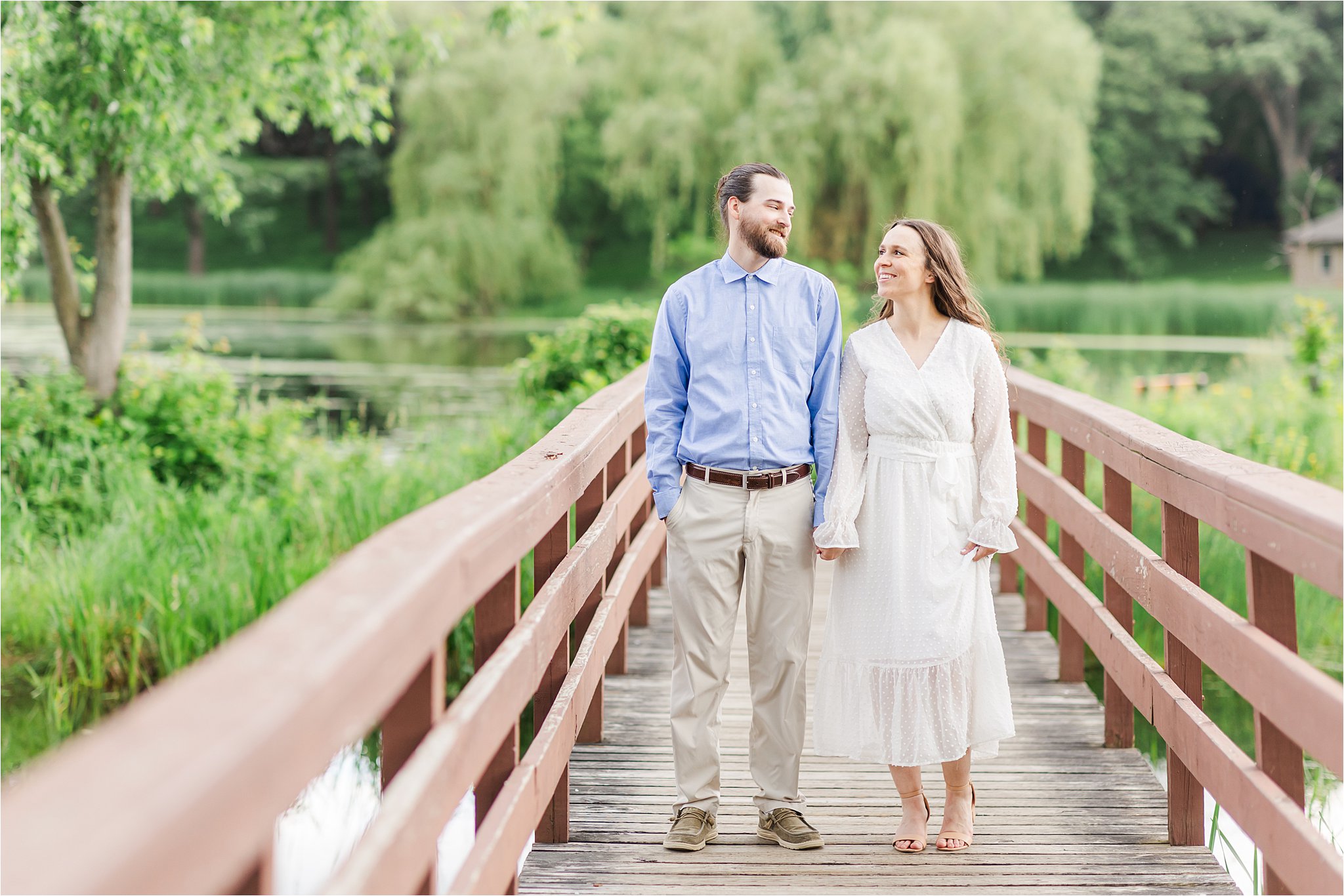 outdoor spring engagement session at Veteran Acres Park